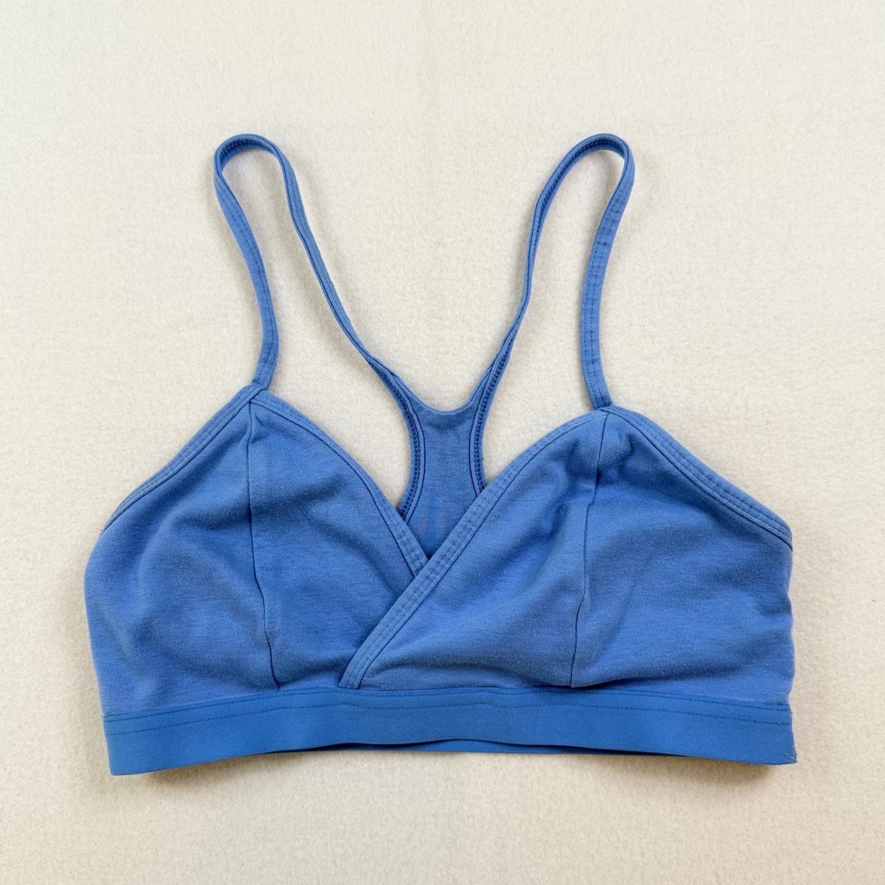 Fabletics Blue Wrap Front Racerback Sports Bra Low Impact Yoga Bralette Small